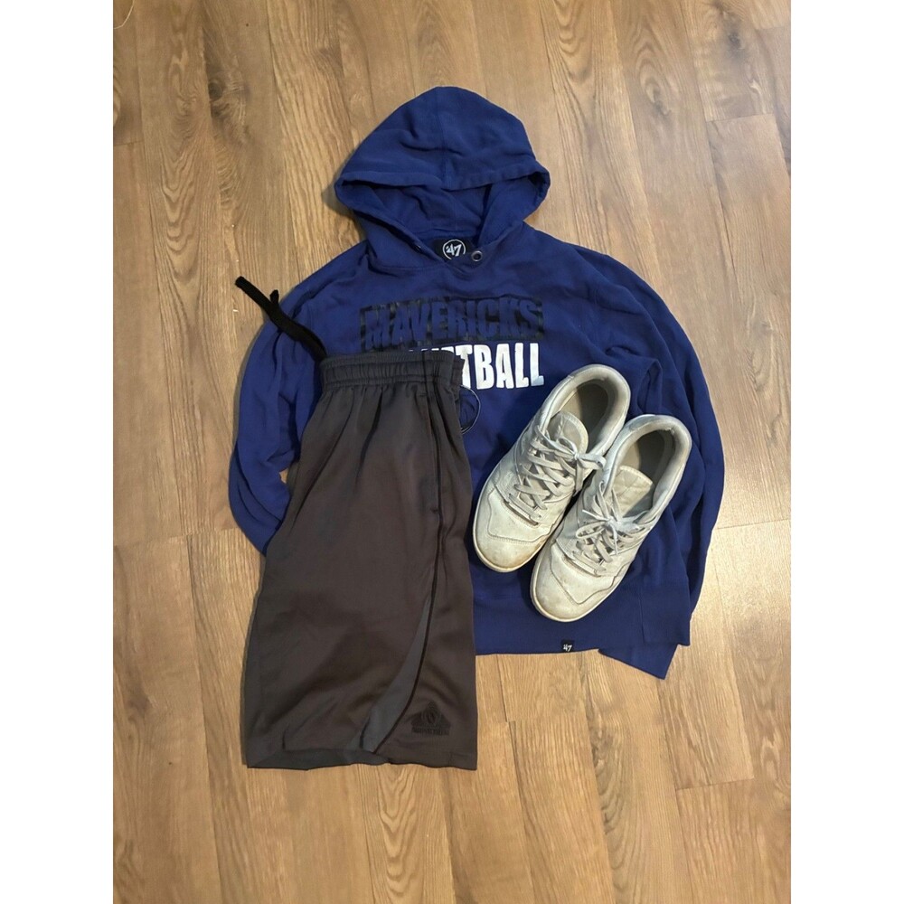 47 Brand Dallas Mavericks Basketball Hoodie Mens Medium Blue NBA Graphic Fleece